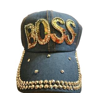 Embellished Denim 'BOSS' Cap NWOT